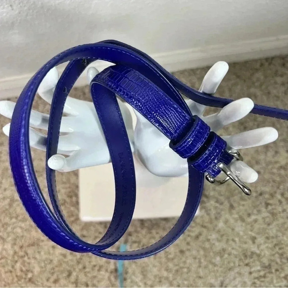 Banana Republic Women’s Vegan Grape Purple Reptile Embossed Belt Silver Buckle - Picture 5 of 9